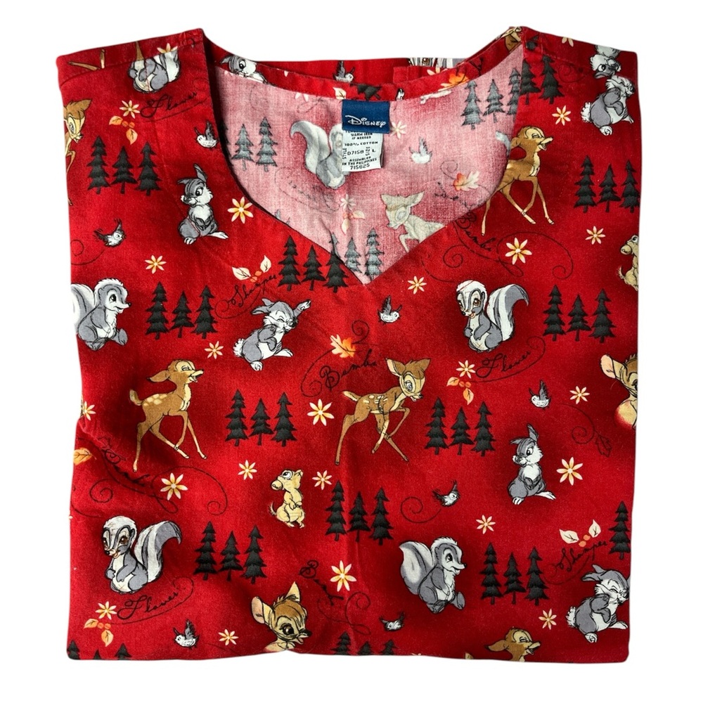 Disney Bambi, Thumper & Flower Scrub Top | Women's Size Large